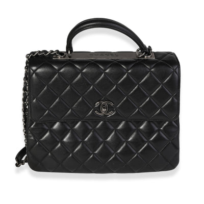 Chanel Black Quilted Lambskin Large Trendy Top Handle Bag