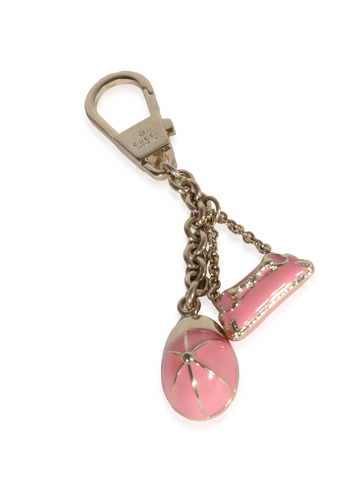 Gucci Gold Metal & Pink Enamel Equestrian Bag Charm