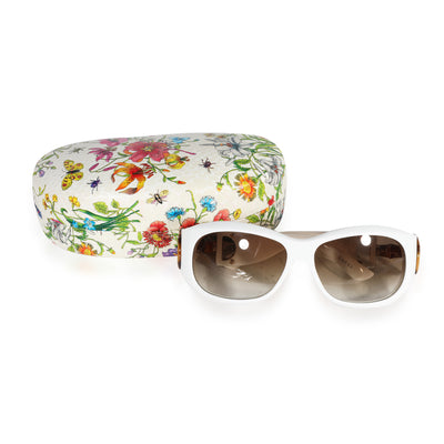 Gucci White Bamboo Horsebit Sunglasses