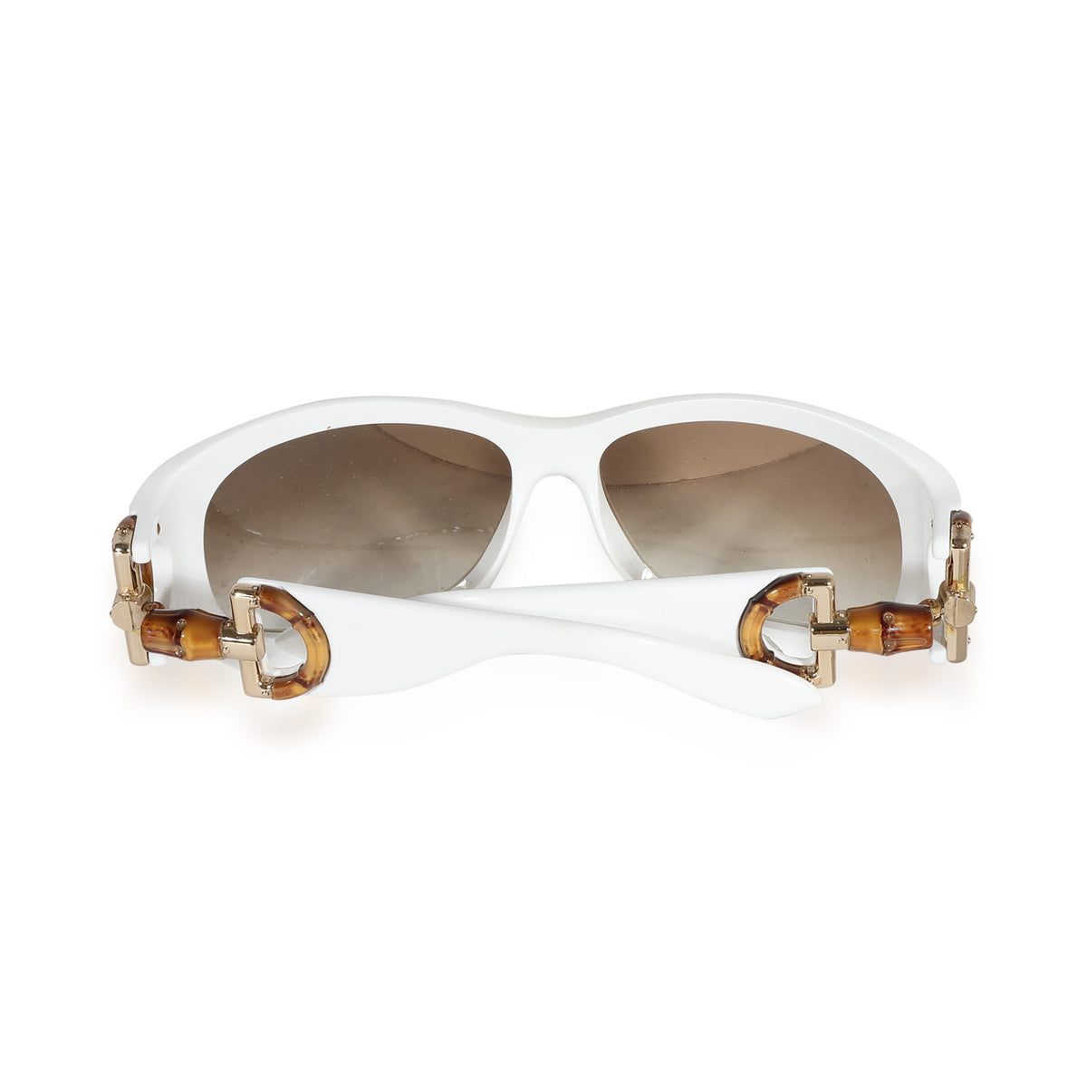 Gucci White Bamboo Horsebit Sunglasses