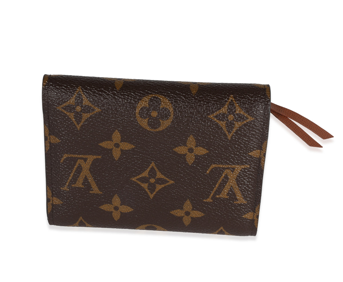 Louis Vuitton Dark Brown Coated Canvas Monogram Fold Over Flap Wallets