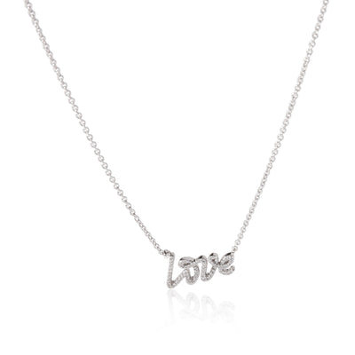 Tiffany & Co. Paloma Picasso Graffiti Love Necklace 18K White Gold 0.15 Ctw