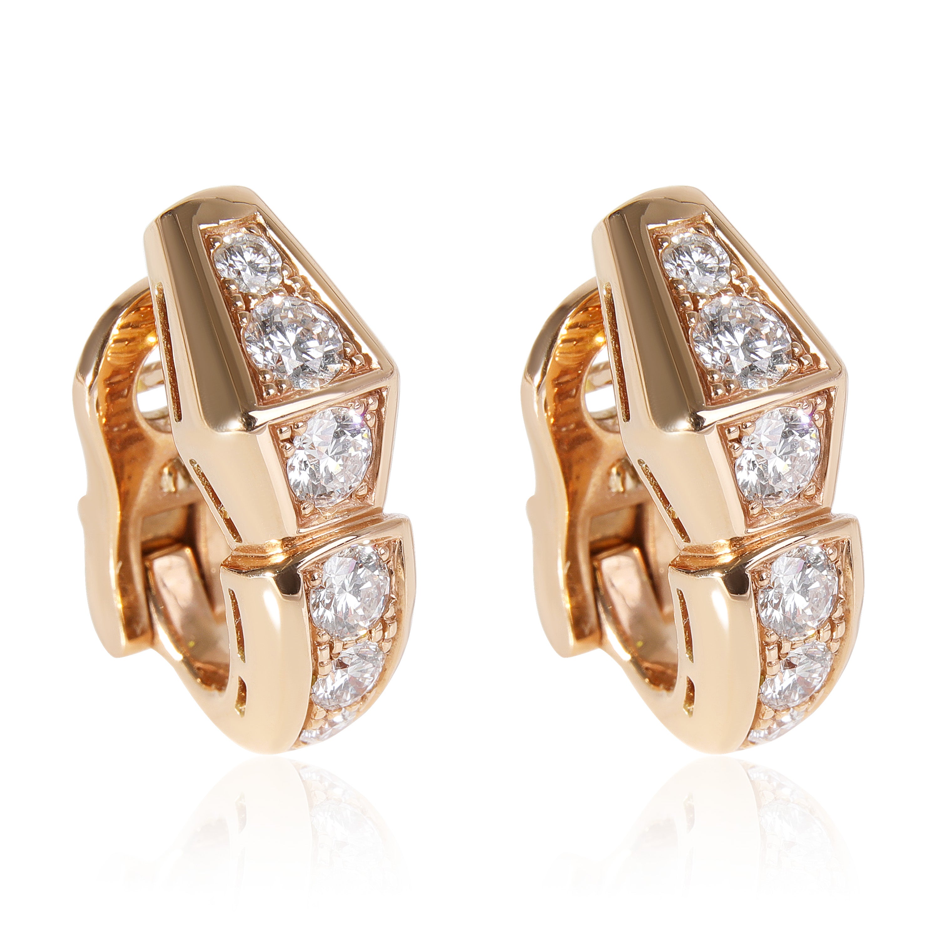 Rose gold Serpenti Viper Earrings Pink with 0.75 ct Diamonds