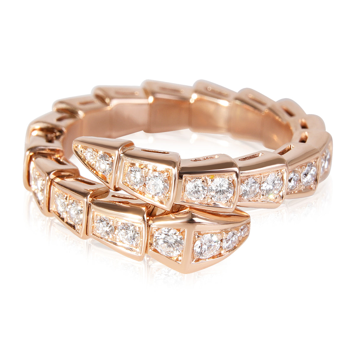 BVLGARI Serpenti Diamond Ring in 18K Rose Gold 0.66 CTW