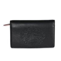 Burberry Black Leather Embossed Crest Compact Wallet