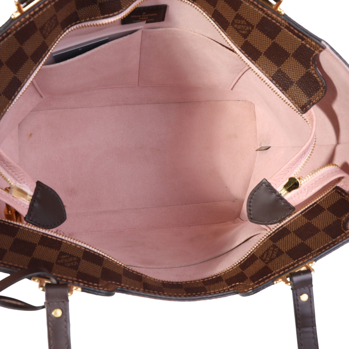 LV Louis Vuitton Jersey Damier Ebene Pink Magnolia Tote Bag