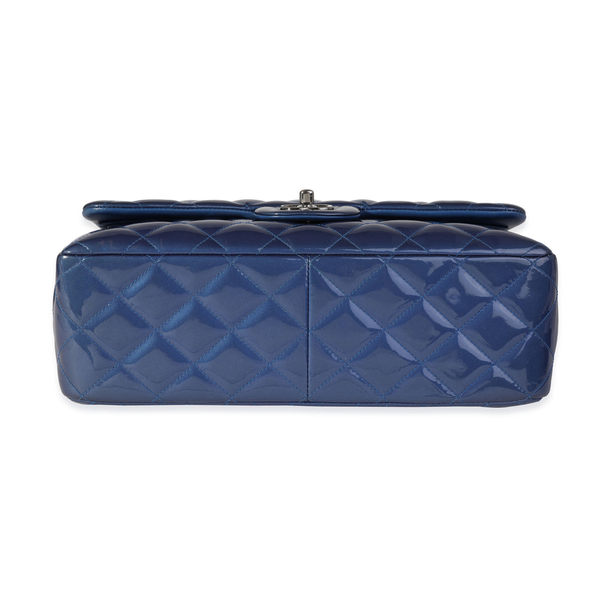 Chanel Blue Patent Leather Quilted Jumbo Classic Double Flap Bag, myGemma