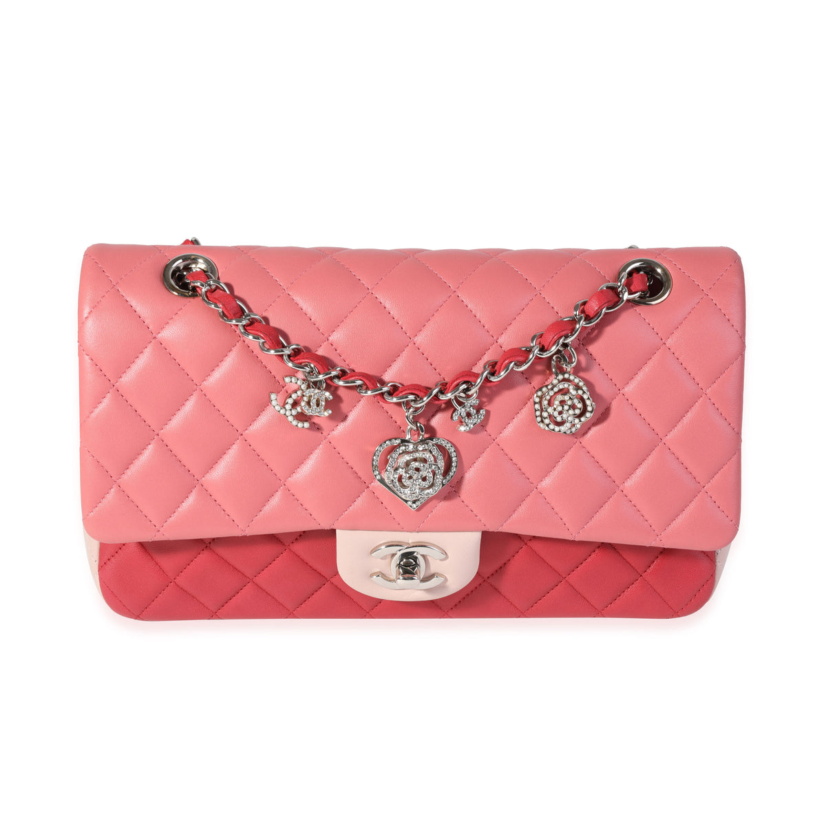 Chanel Pink & Red Quilted Lambskin Valentine's Day Single Flap Bag