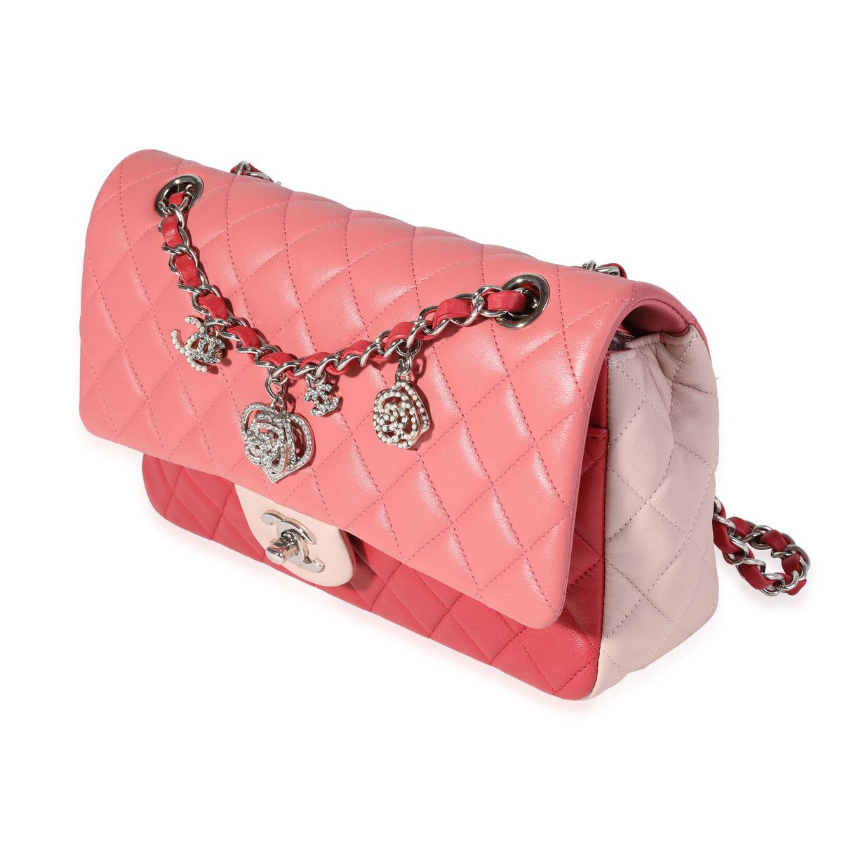 CHANEL, Bags, Chanel Classic Rectangular Mini Valentine Charm Tricolor  Pink Red Flap Bag