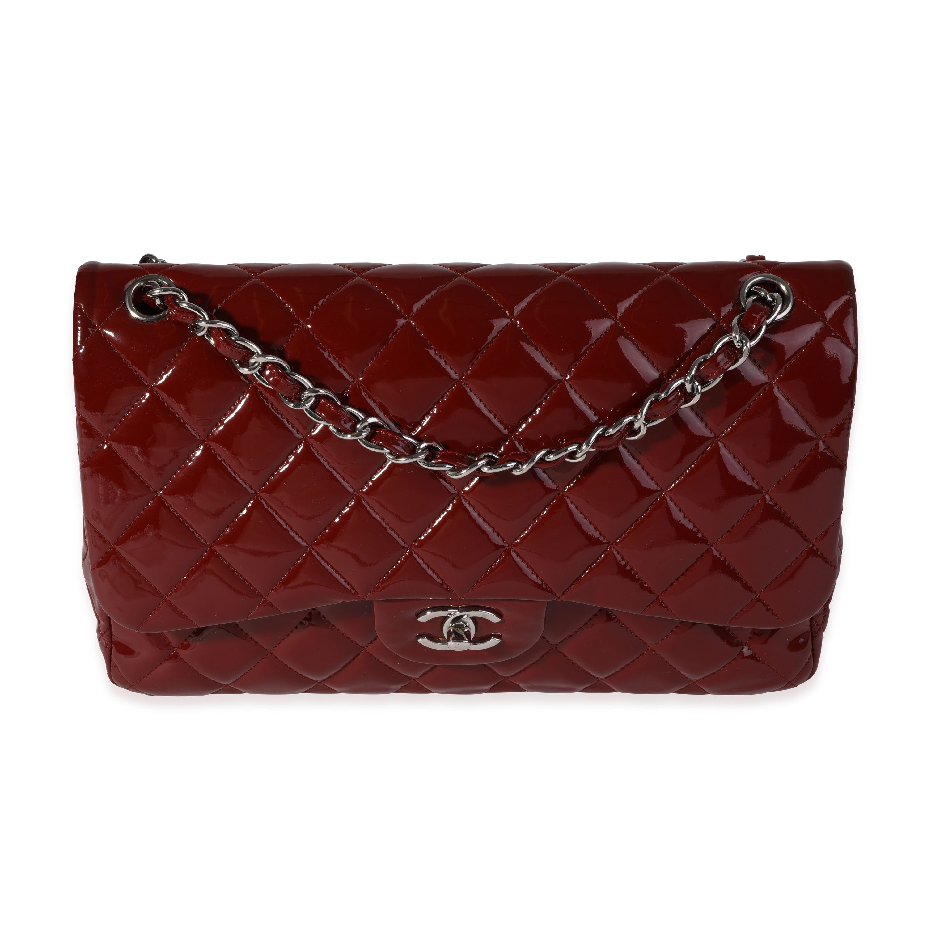 Chanel Red Quilted Shiny Caviar Jumbo Classic Double Flap Silver Hardware,  2018 Available For Immediate Sale At Sotheby's