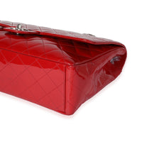 Chanel Red Quilted Patent Leather Maxi Classic Single Flap Bag