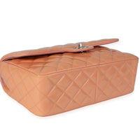 Chanel Peach Quilted Patent Leather Jumbo Classic Double Flap Bag