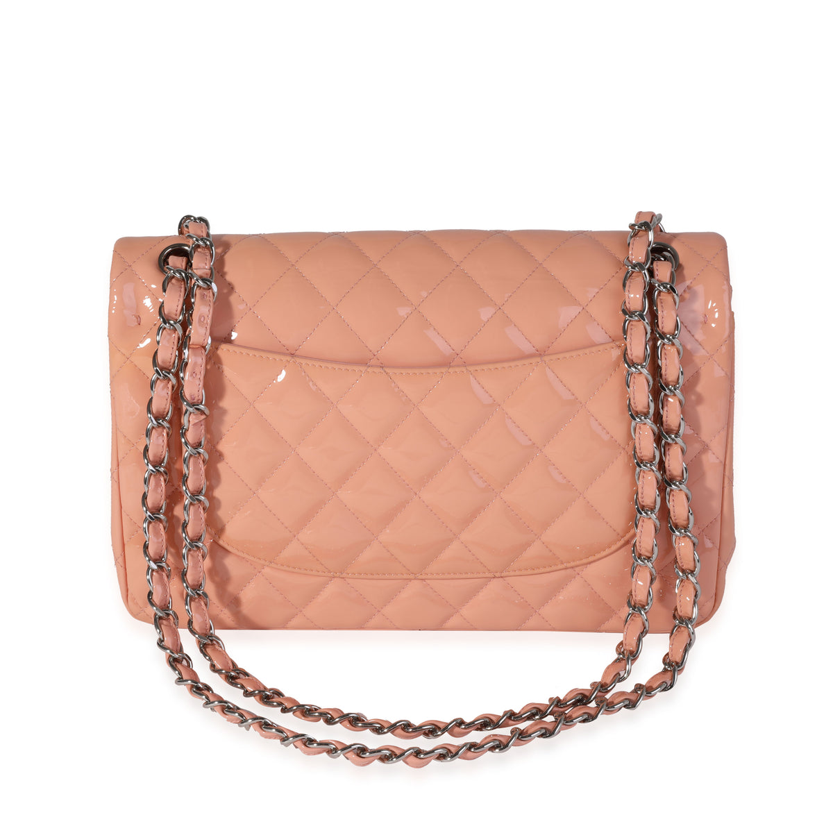 Chanel Salmon Pink Quilted Patent Leather Jumbo Classic Double Flap Bag