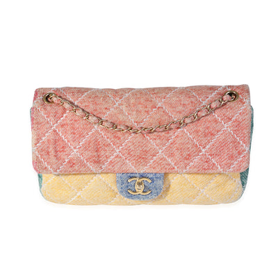 Chanel Multicolor Wool Stitched Single Flap Bag