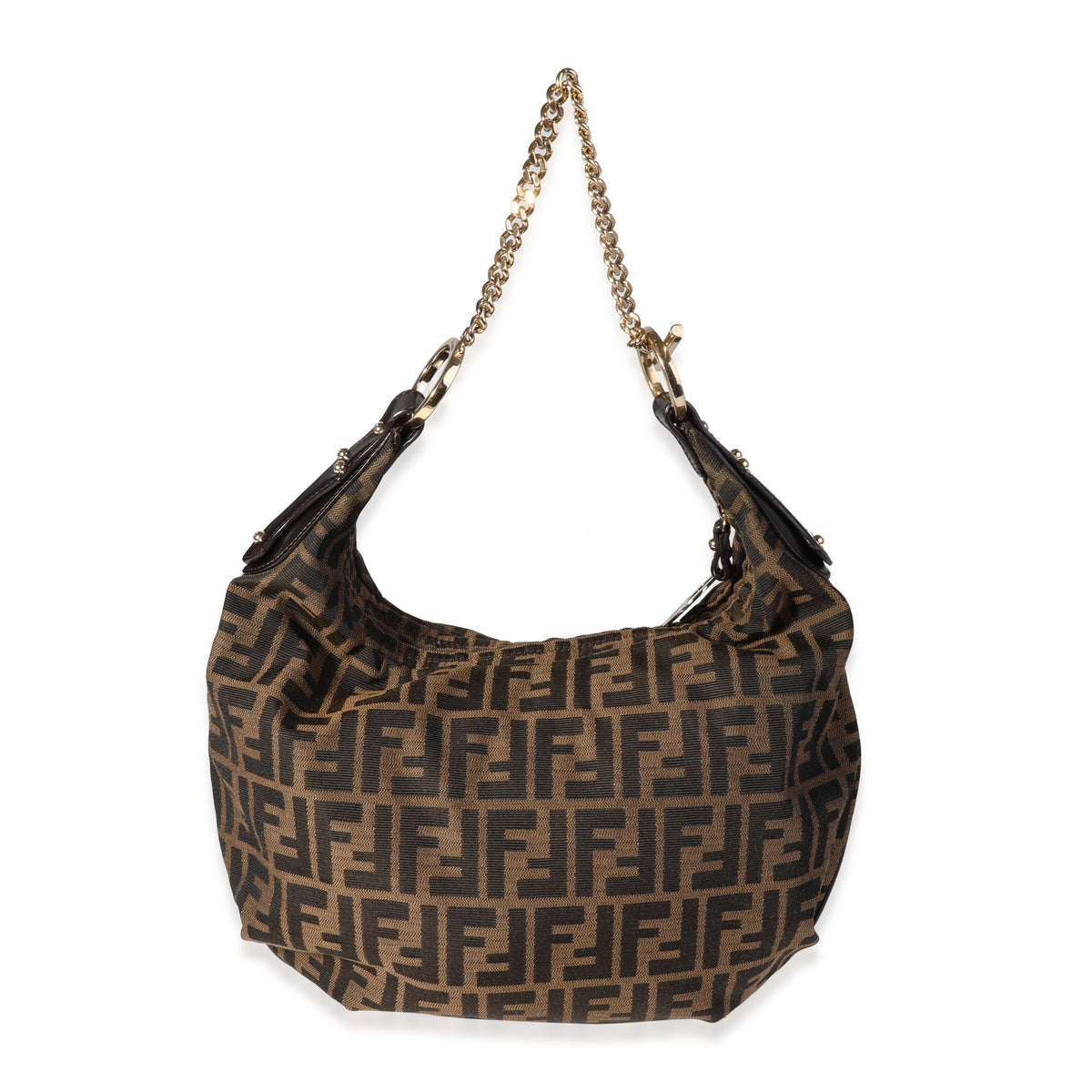 Fendi Brown Zucca Canvas Chef Chain Hobo