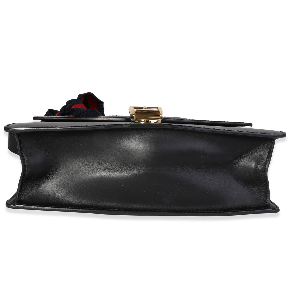 Gucci Black Smooth Leather & Web Small Sylvie Shoulder Bag