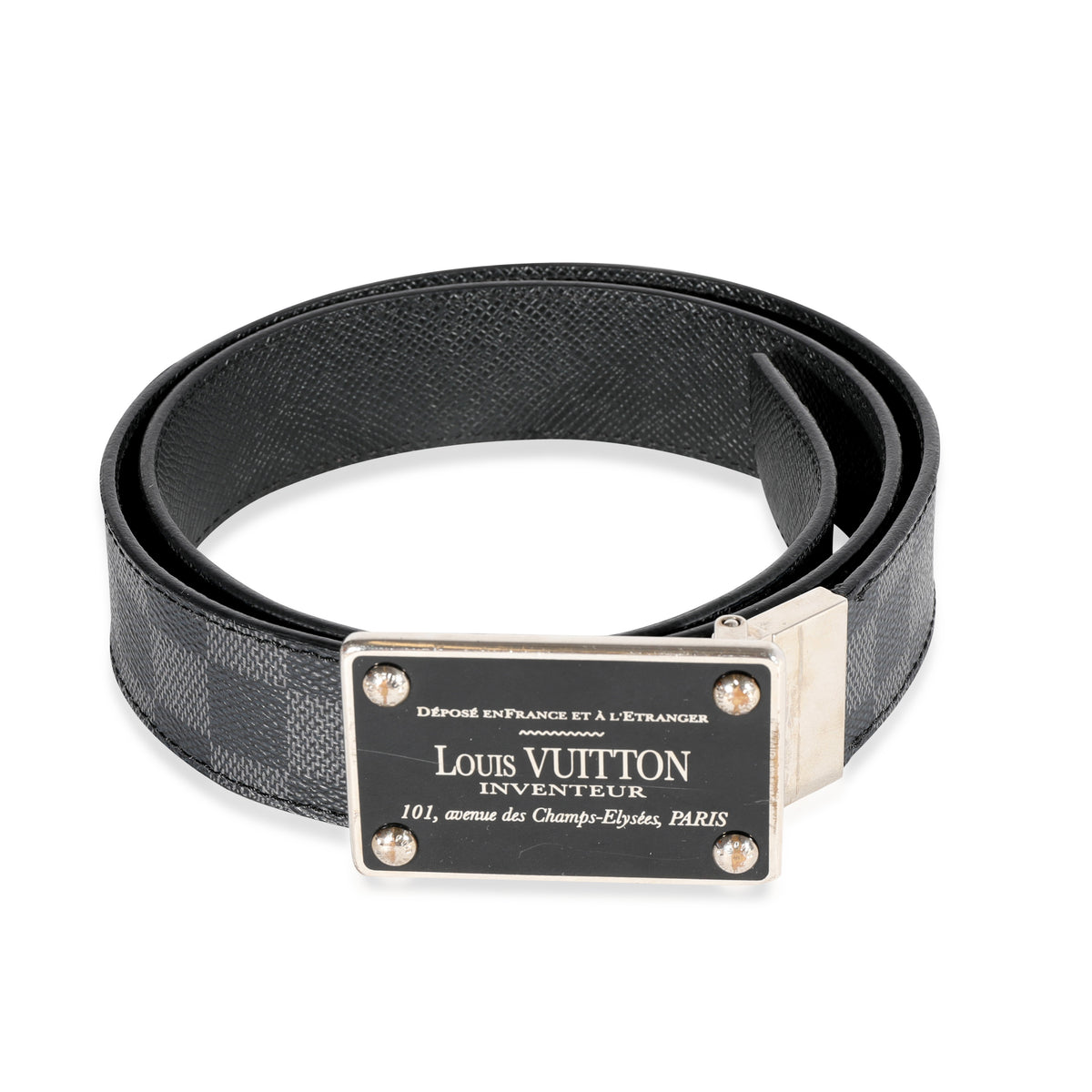 Louis Vuitton Damier Graphite Mens Belts, Black, 85