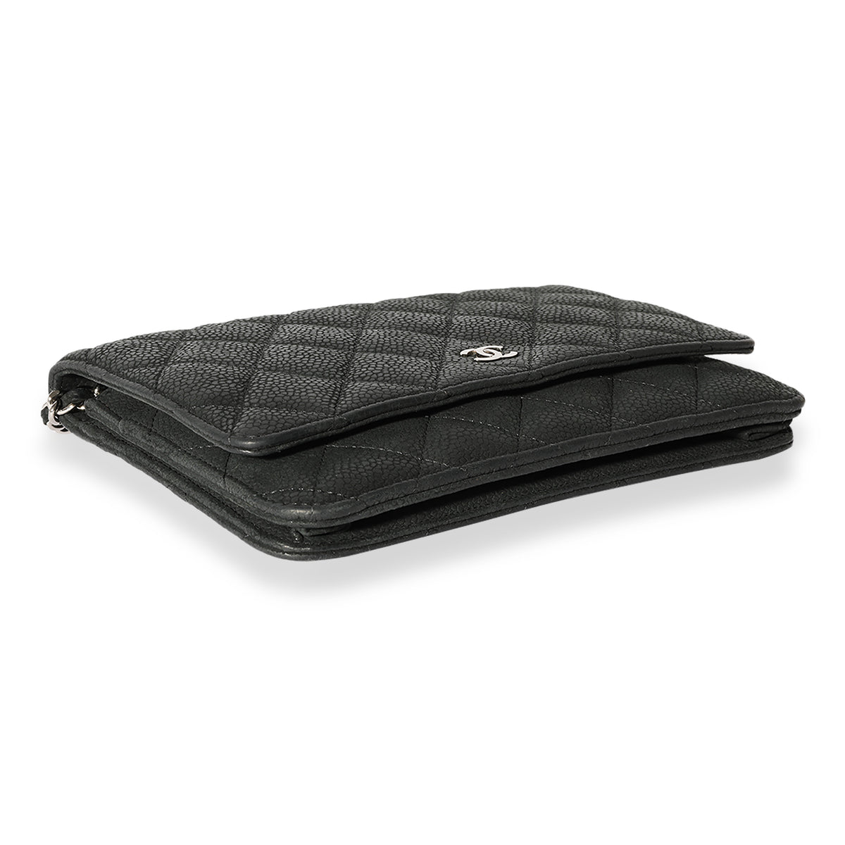 Chanel Black Quilted Nubuck Classic Wallet On Chain