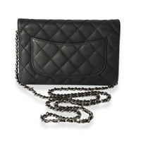 Chanel Black Quilted Nubuck Classic Wallet On Chain