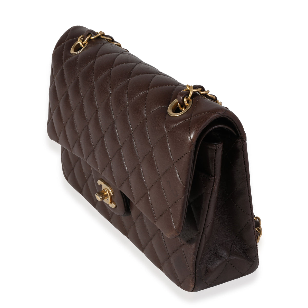 Chocolate Brown Leather Quilted Flap Bag