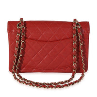 Chanel Red Quilted Caviar Small Classic Double Flap Bag