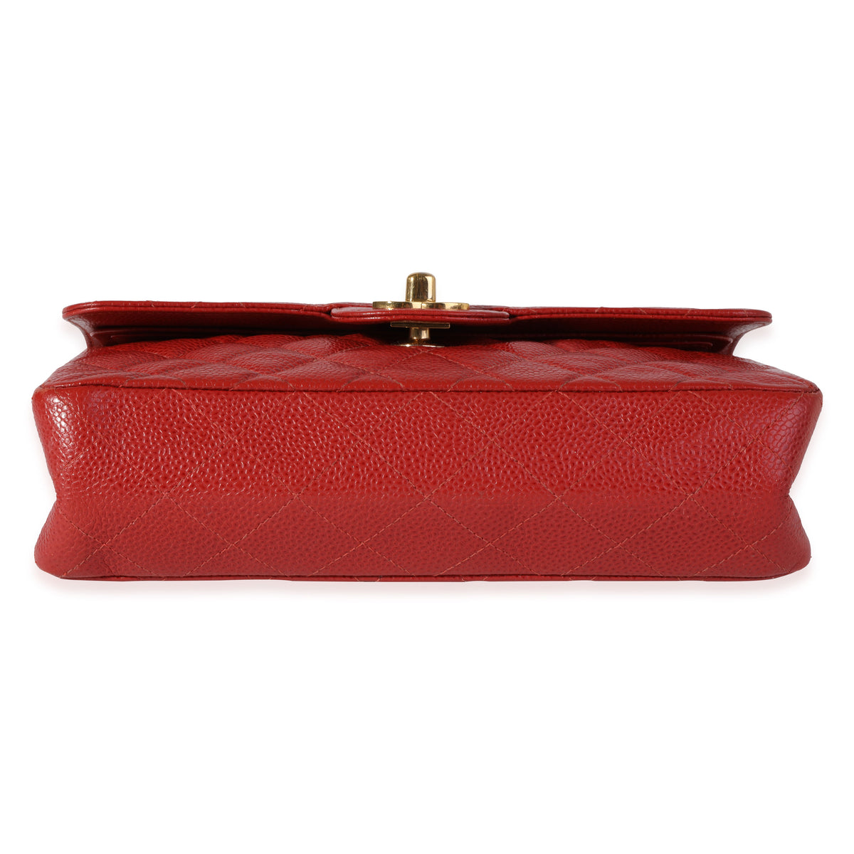 Chanel Red Quilted Caviar Small Classic Double Flap Bag