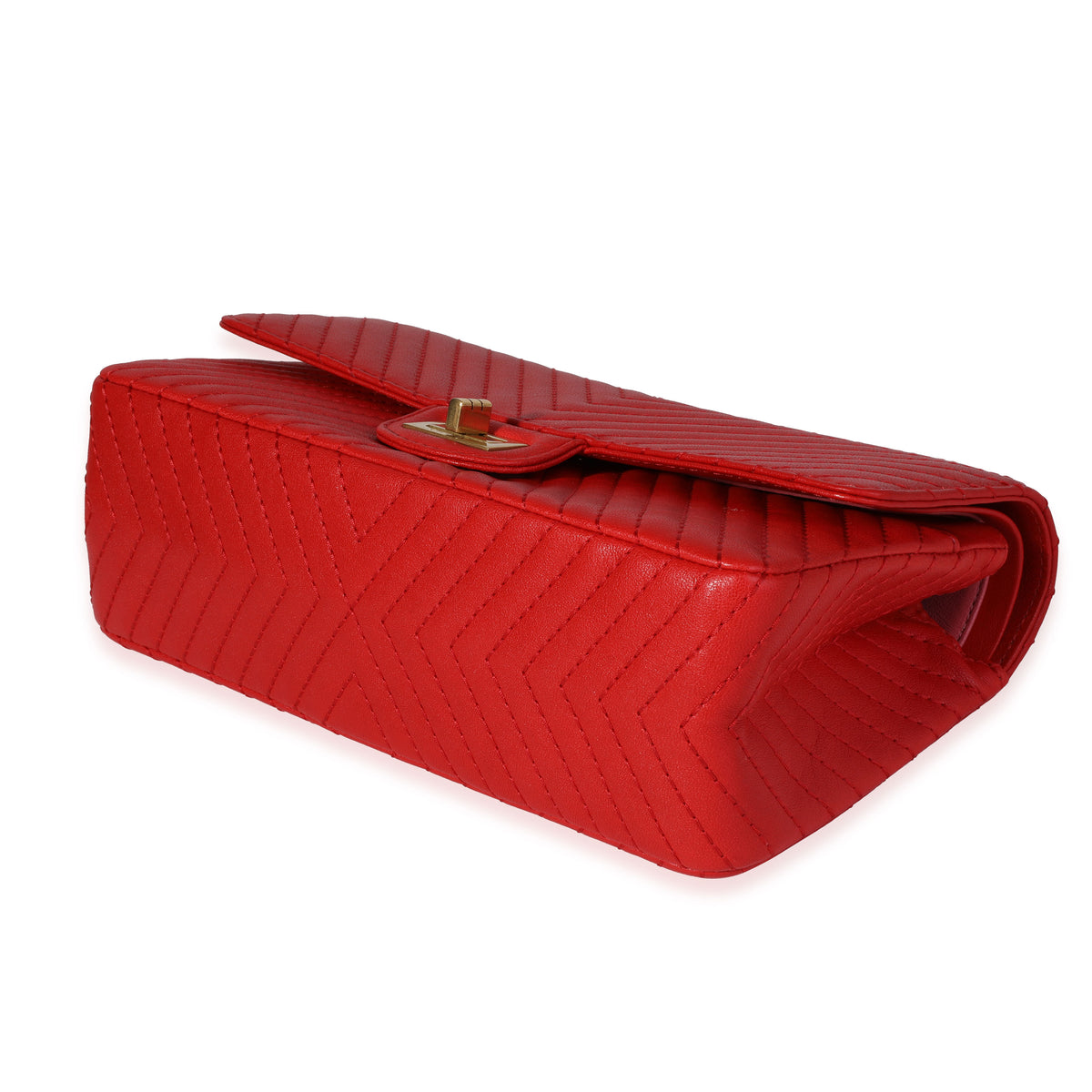 CHANEL 2.55 Reissue Double Flap Chevron Leather Shoulder Bag Red - 20%