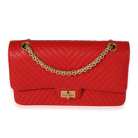 Chanel Red Chevron Quilted Chévre Leather Reissue 2.55 225 Double Flap Bag