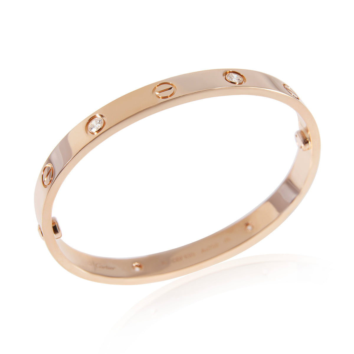 Cartier Love 4 Diamond Bracelet in 18k Rose Gold 0.42 CTW