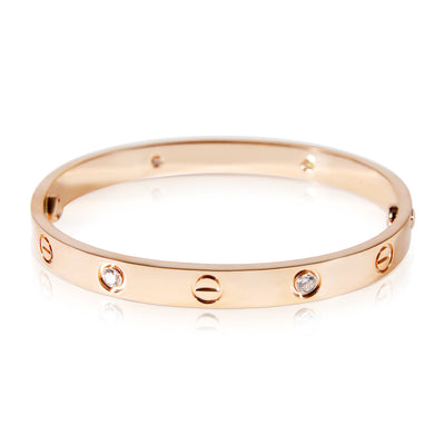 Cartier Love 4 Diamond Bracelet in 18k Rose Gold 0.42 CTW