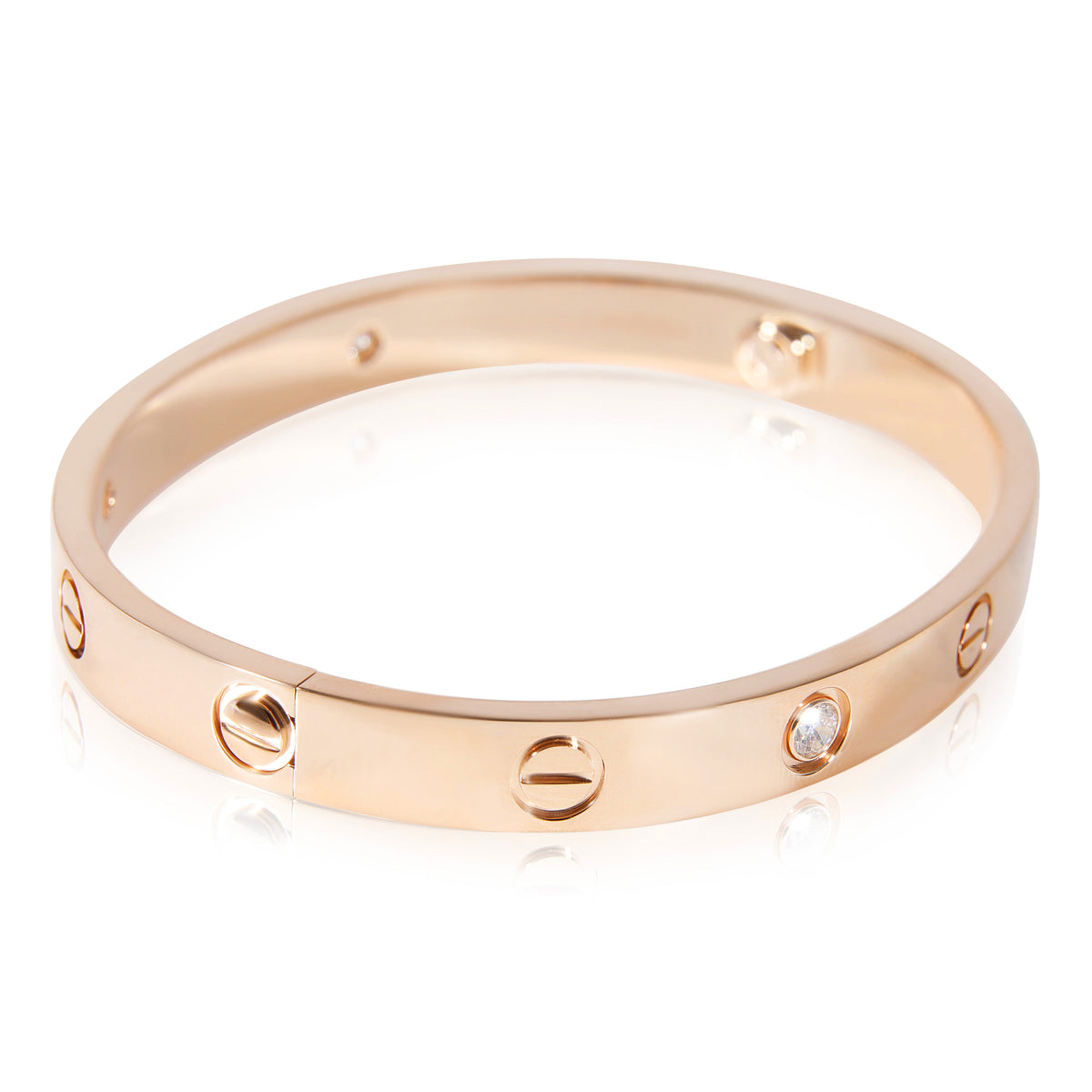 Cartier Love 4 Diamond Bracelet in 18k Rose Gold 0.42 CTW