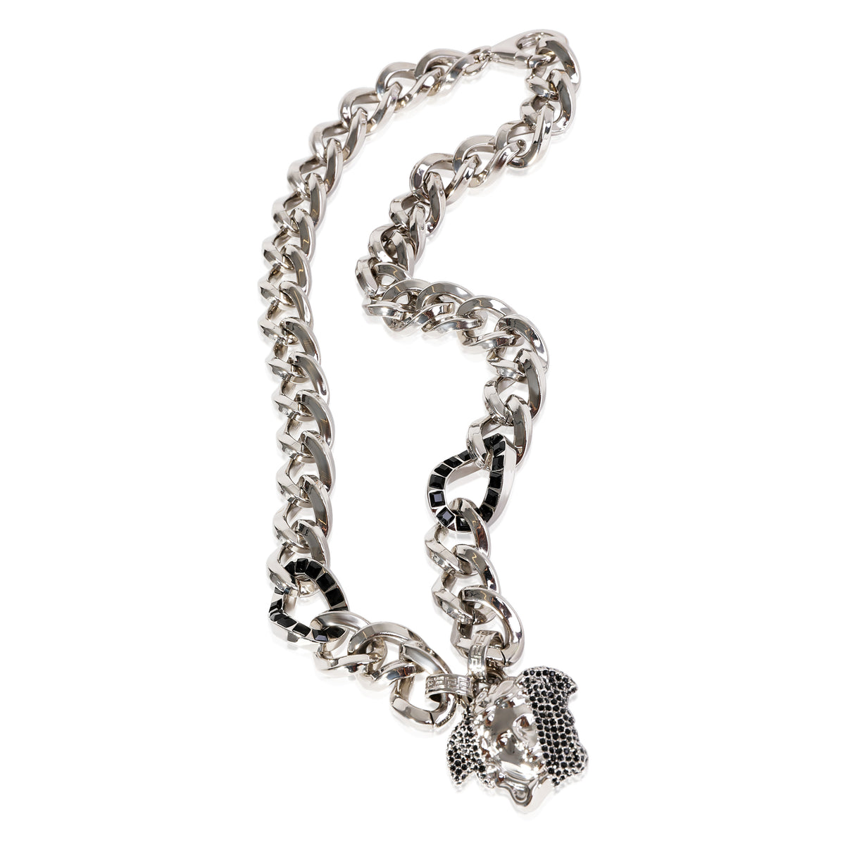 Versace Palazzo Black Crystal Chain Necklace