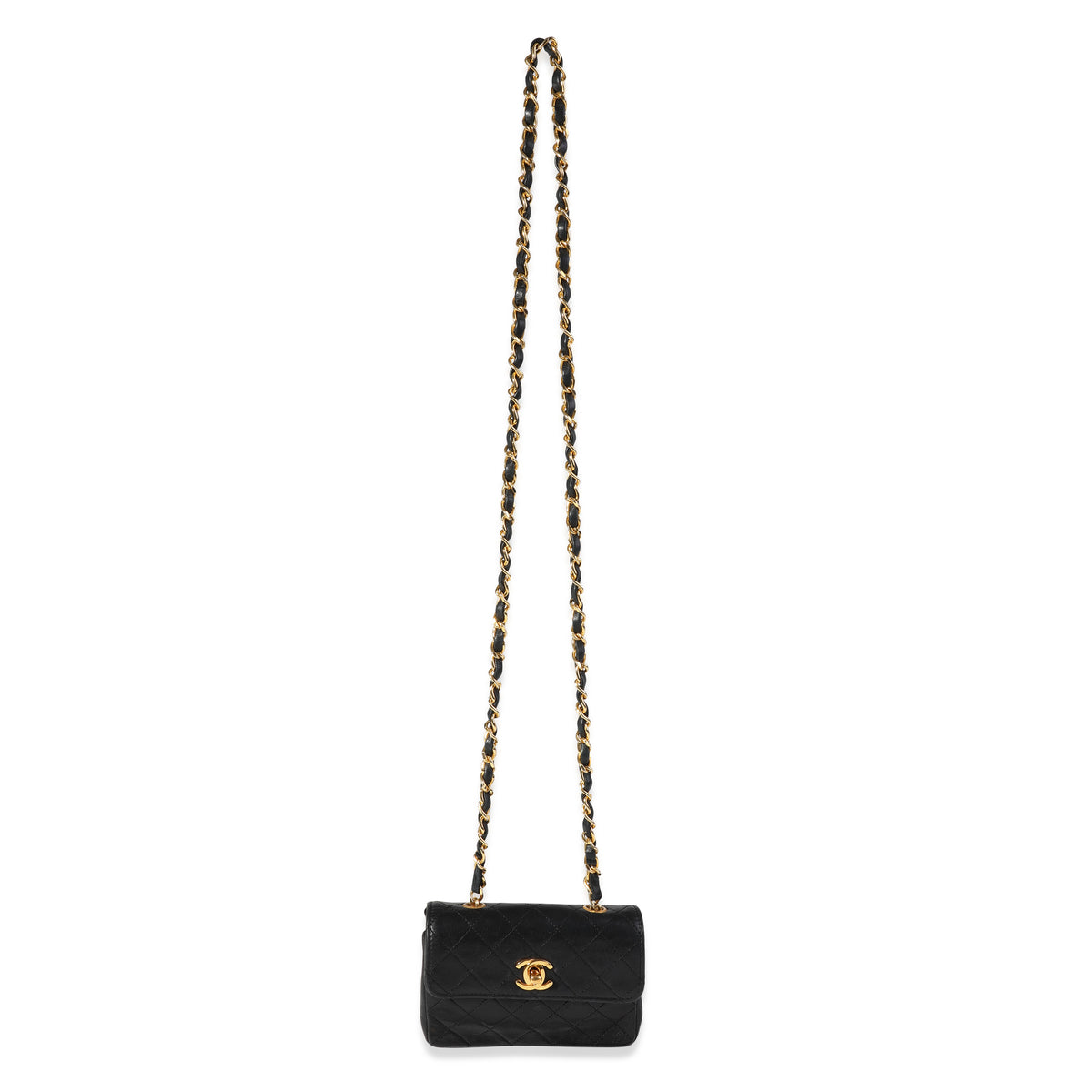 Chanel Vintage Black Quilted Lambskin Mini Flap Crossbody