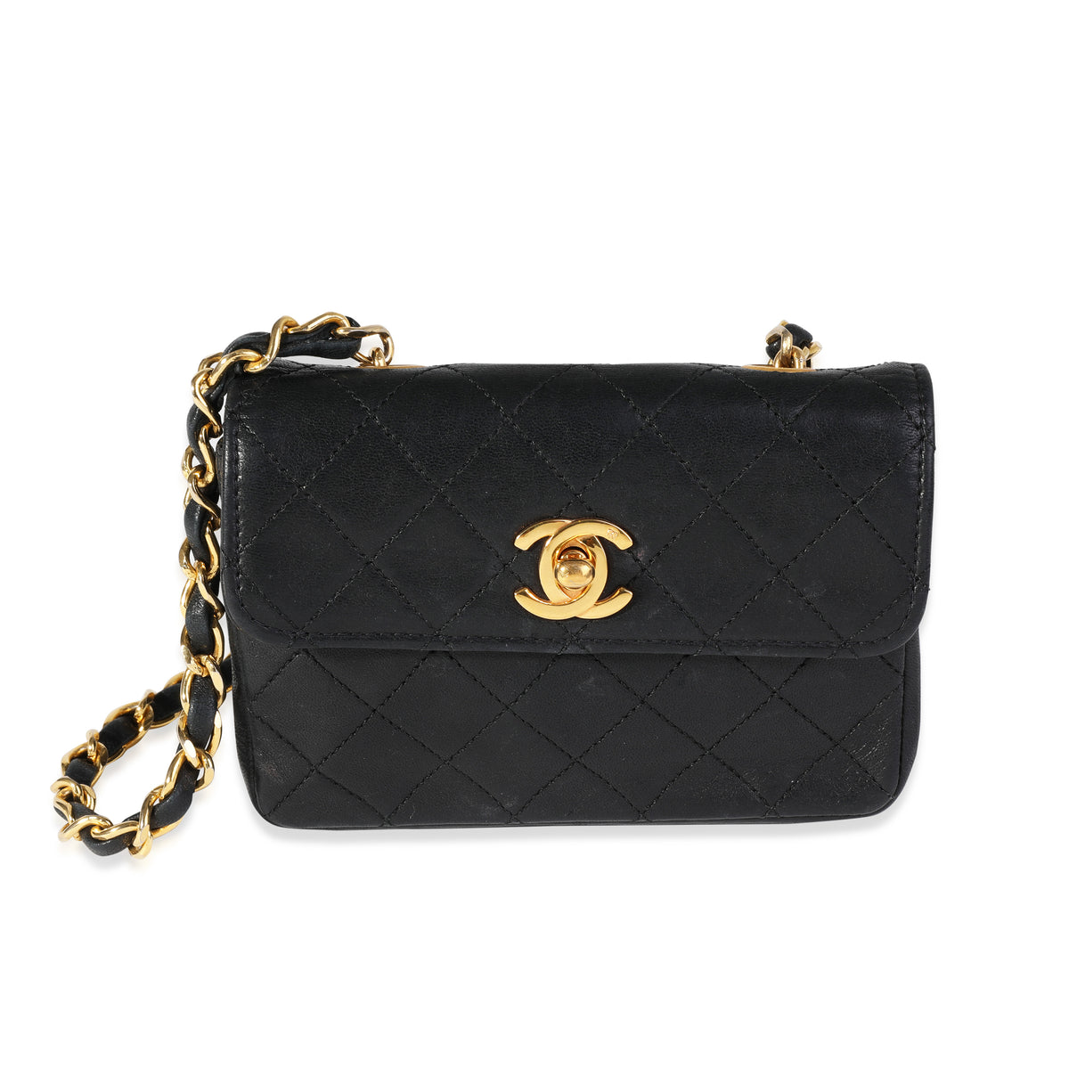 CHANEL CC QUILTED VINTAGE SATIN MINI FLAP BAG