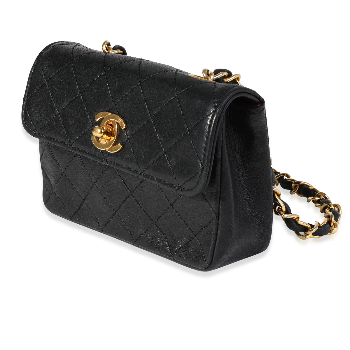 Chanel Vintage Black Quilted Lambskin Mini Flap Crossbody