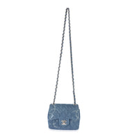 Chanel Blue Quilted Denim Square Mini Classic Flap Bag