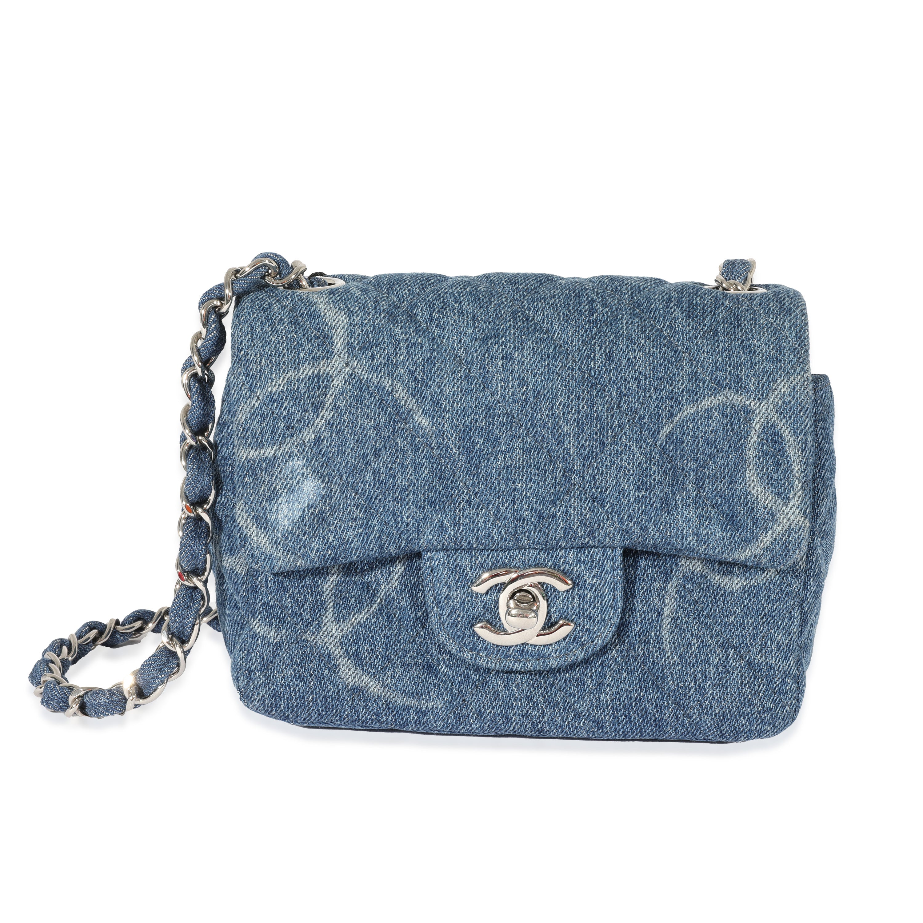Chanel Blue Quilted Denim Square Mini Classic Flap Bag, myGemma, NZ