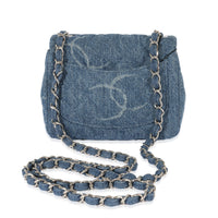 Chanel Blue Quilted Denim Square Mini Classic Flap Bag