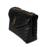 Saint Laurent Black Matelassé Leather Medium Loulou Flap Bag