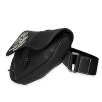 Dior x Stussy Black Grained Leather Saddle Bag