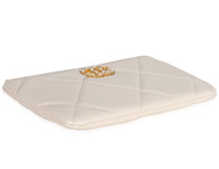 Chanel White Quilted Lambskin Chanel 19 Pouch