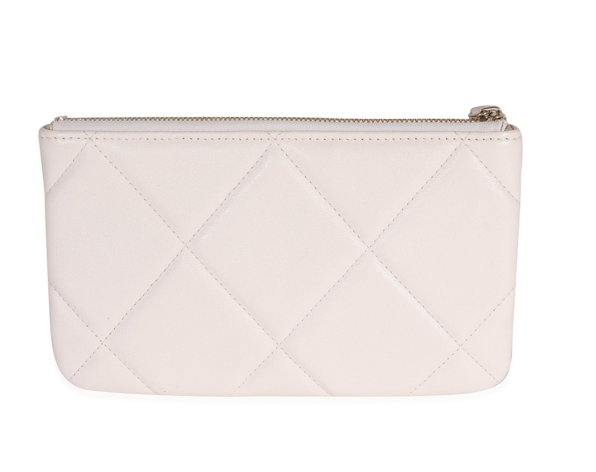 Chanel White Quilted Lambskin Chanel 19 Pouch