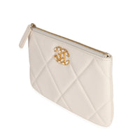 Chanel White Quilted Lambskin Chanel 19 Pouch