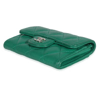 Chanel Emerald Quilted Caviar Flap Card Holder