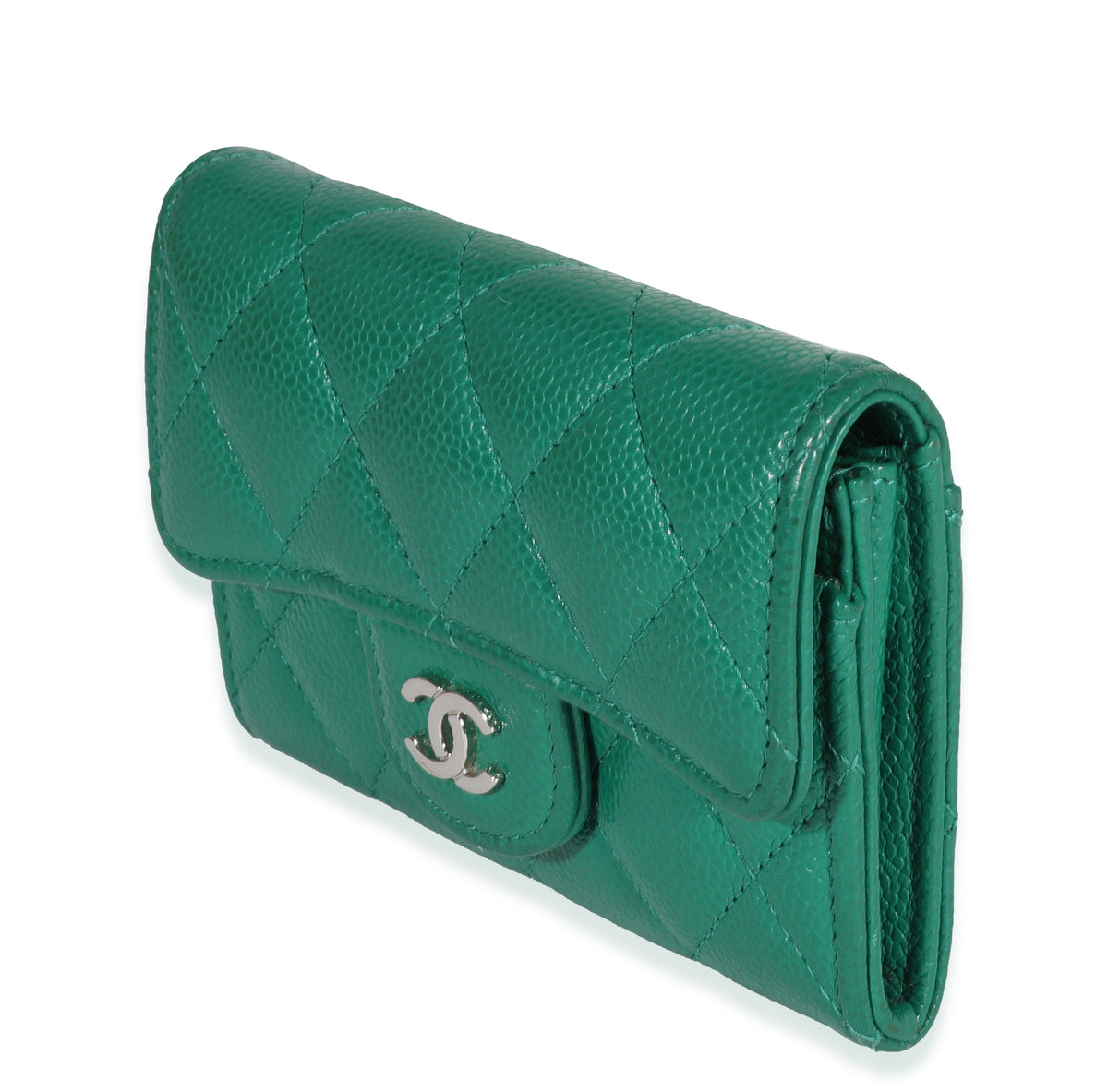 Chanel Emerald Quilted Caviar Flap Card Holder, myGemma
