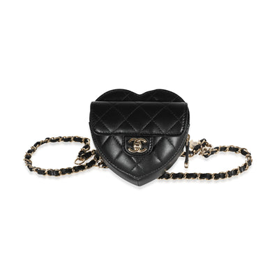 Chanel Black Quilted Lambskin Heart Belt Bag