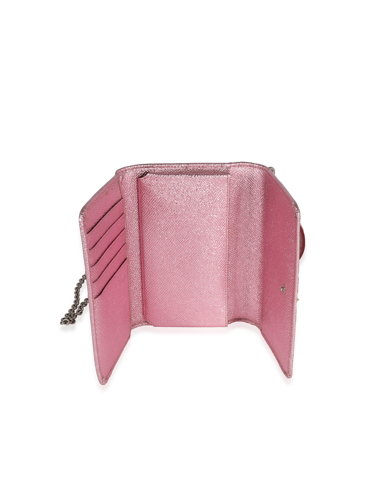 Dolce & Gabbana Metallic Pink Leather Miss Sicily Chain Wallet