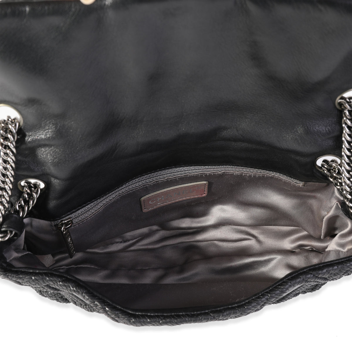 Chanel Black Woven Grid Leather Single Flap Bag, myGemma