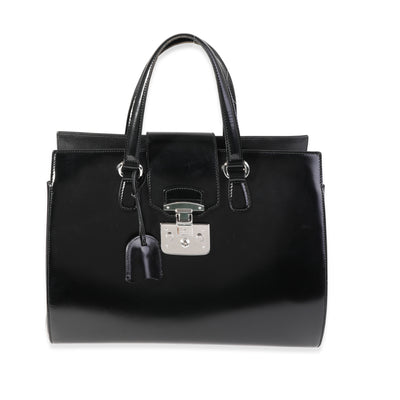Gucci Black Smooth Leather Lady Lock Tote