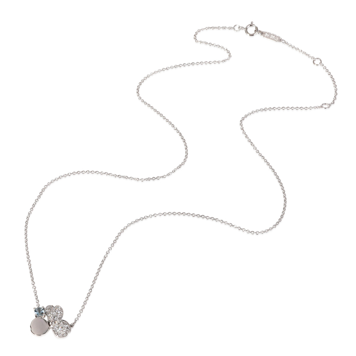 Tiffany & Co. Paper Flowers Aquamarine Diamond Necklace in Platinum 0.13ctw